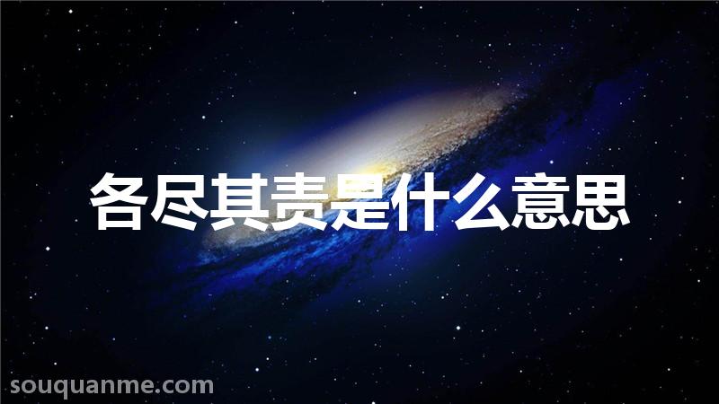 各尽其责是什么意思 各尽其责的拼音 各尽其责的成语解释